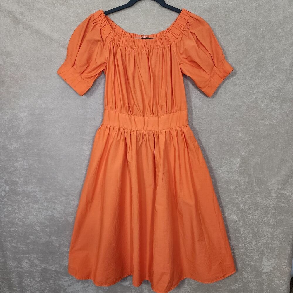 Eva Mendes Collection NY & Co. Fit Flare Halloween Pumpkin Orange Small Dress